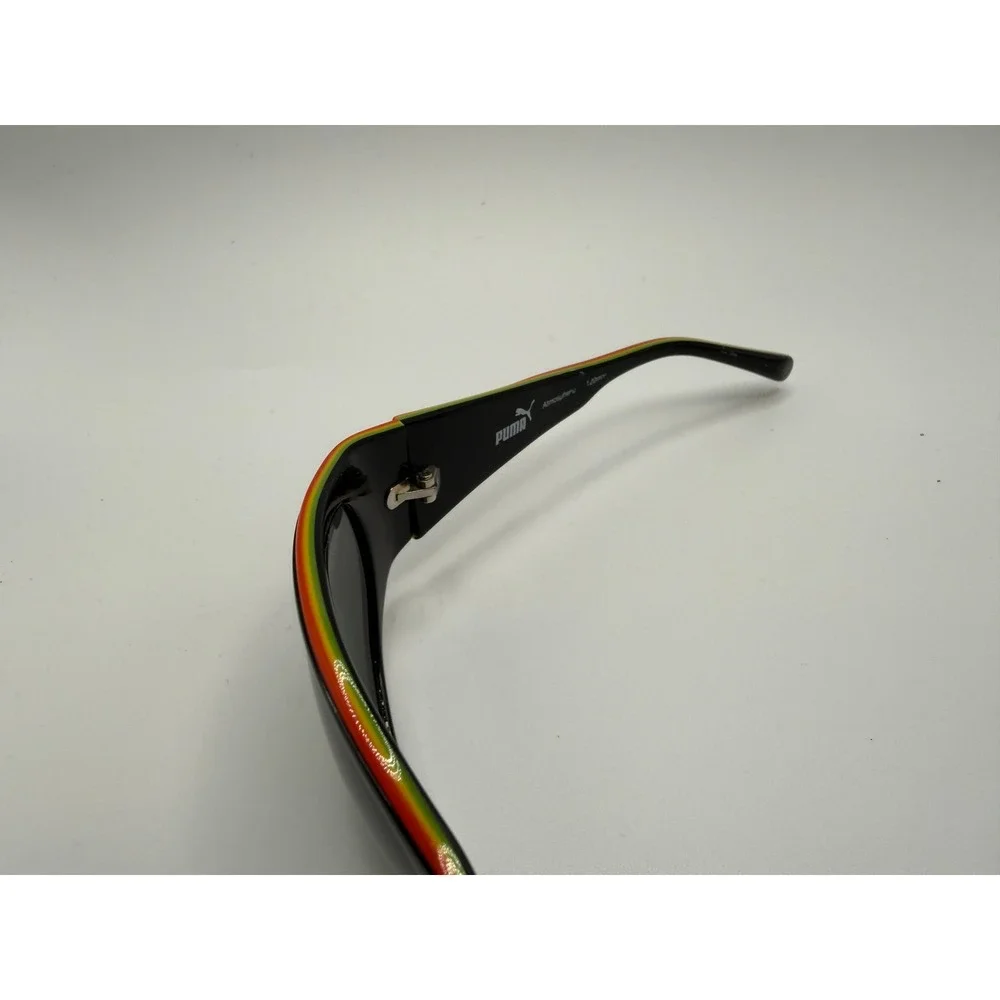 Puma Atmosphere PU15005 GN Wrap Sunglasses Black Red Yellow Green Stripes